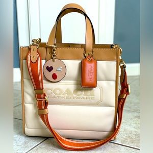 Coach Field Tote 30 Quilted with Web strap
